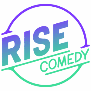 RISE Comedy Logo - Purple/Green Gradient