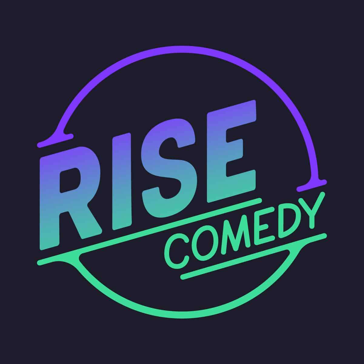 RISE Comedy Logo - Gradient Dark Bkgd